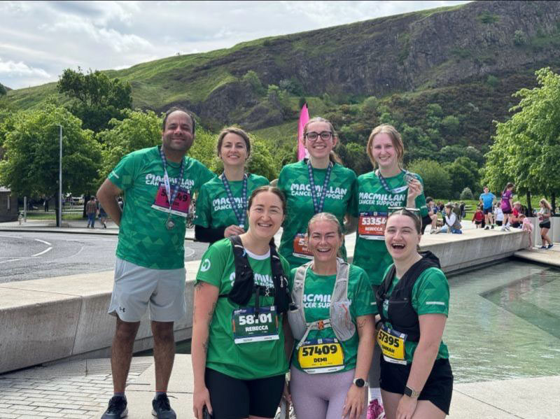 Seven Business Stream colleagues after competing in the Edinburgh Marathon Festival