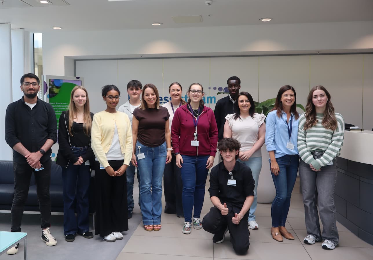 Group of young people and colleagues in Business Stream reception
