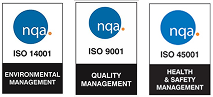 ISO 14001, ISO 9001, ISO 45001 certificate symbols