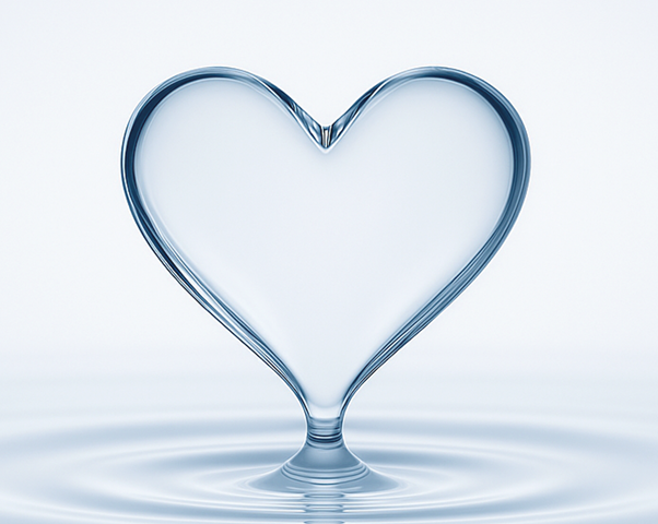 AI-generated water drop shaped like a heart