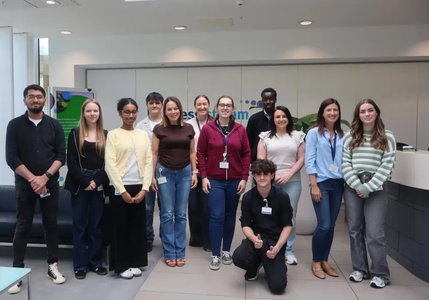 Group of young people and colleagues in Business Stream reception