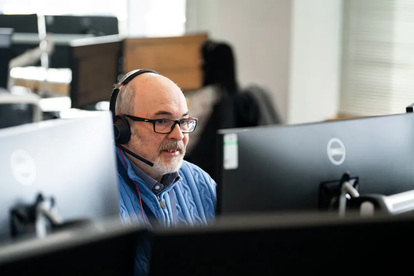 Male Business Stream colleague in Customer Service Centre