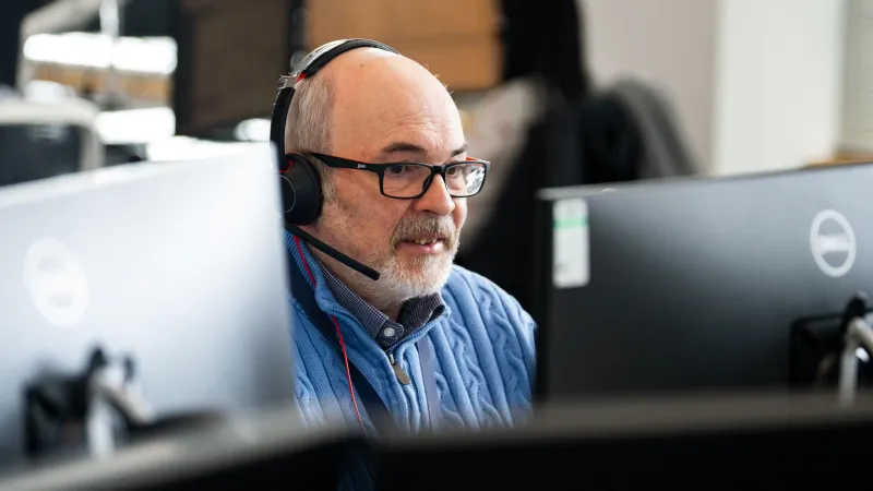 Male Business Stream colleague in Customer Service Centre