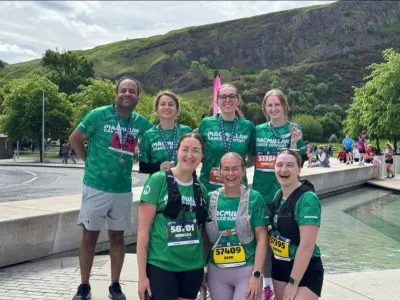Seven Business Stream colleagues after competing in the Edinburgh Marathon Festival